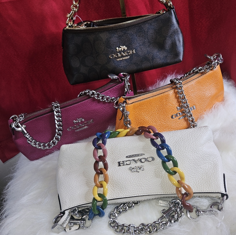 Coach Charlotte Shoulder Soft Leather Bag w/2 straps Chain/Leather - Picture 5 of 5
